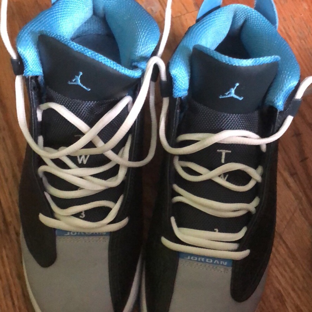 Grey and blue jordan dub zeros